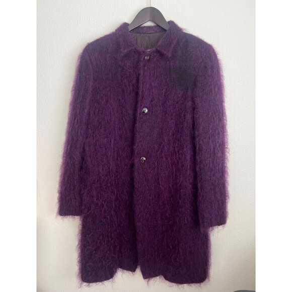 Jil Sander Jackets & Blazers - Jil Sander Purple Mohair Wool Blend Long Coat Button Front Size DE 38/ US 8